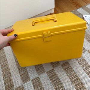 Vintage Sewing Box - Yellow Plastic